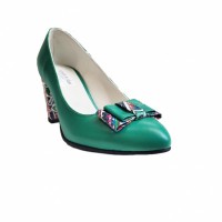 Oferta marimea 36 - Pantofi eleganti dama, verzi, mozaic, din piele naturala box, toc 6 cm - LNA41V